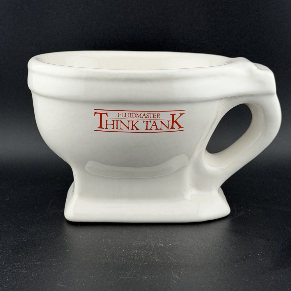 Fluidmaster Think Tank Toilet Mug Vintage Ceramic Novelty Gag Gift White Bowl